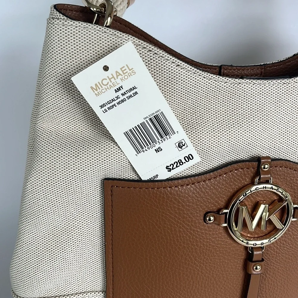 Michael Kors Amy Large Rope Hobo Shoulder Bag - Natural